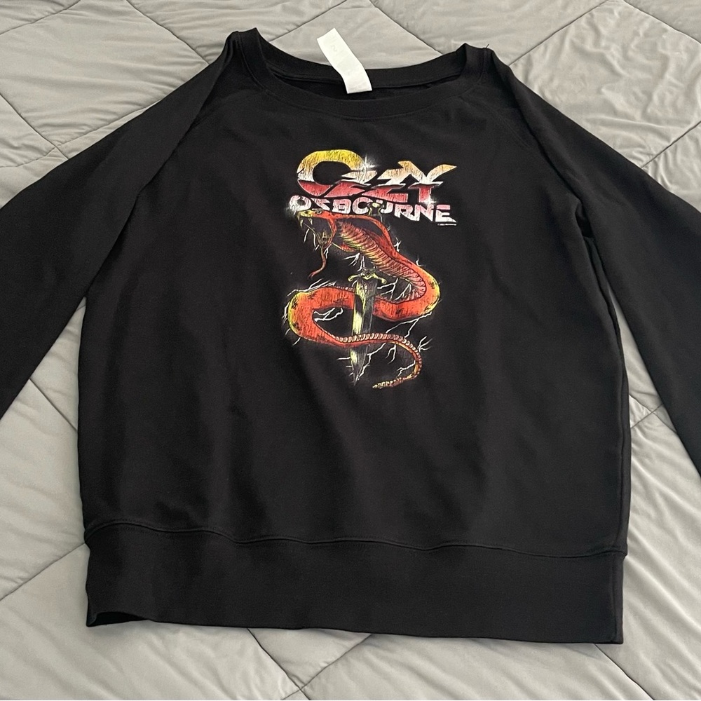 Black Ozzy Osbourne Sweatshirt with Dragon Design